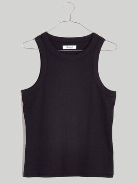 Madewell Supima® Rib Cutaway Tank in True Black Sz M